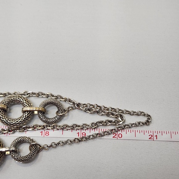 Premier Designs Layered Silver Tone Chain Circle Mesh Links Long Necklace - Picture 5 of 5